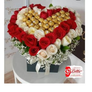 Corazon Rosas Rojas y Blancas Chocolates